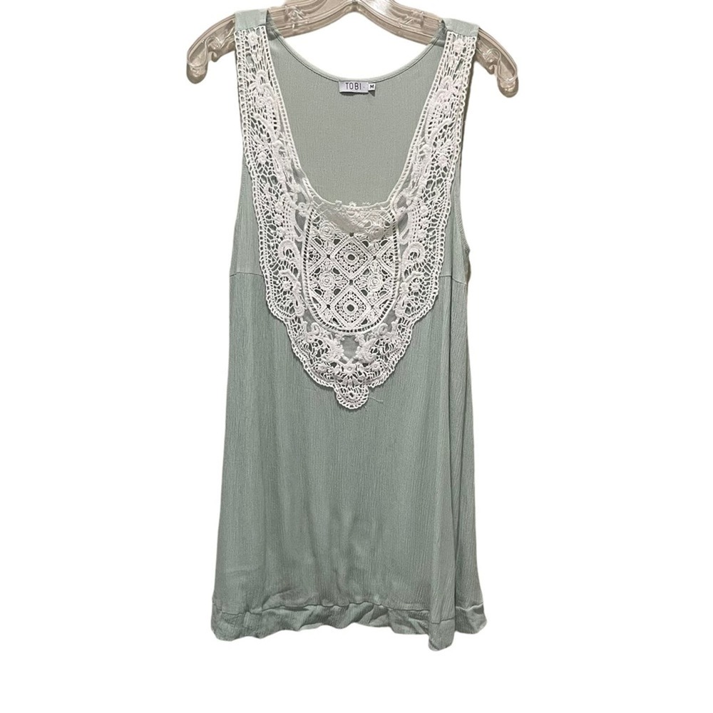 Tobi Crochet Lace Shift Dress Mint Green Size Medium